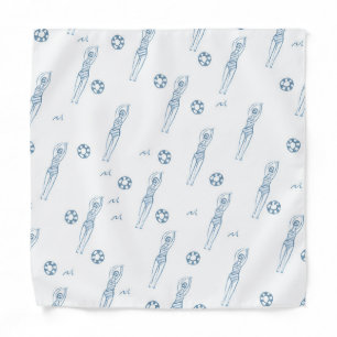 Vintage Artistic Snychro Swimmers Blue Pattern Bandana