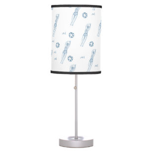 Vintage Artistic Snychro Swimmers Blue Pattern   Table Lamp