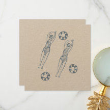 Vintage Artistic Snychro Swimmers Illustration