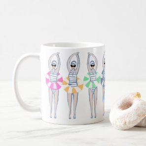 Vintage Artistic Swimming Swimmers Swim Ring Pool Coffee Mug