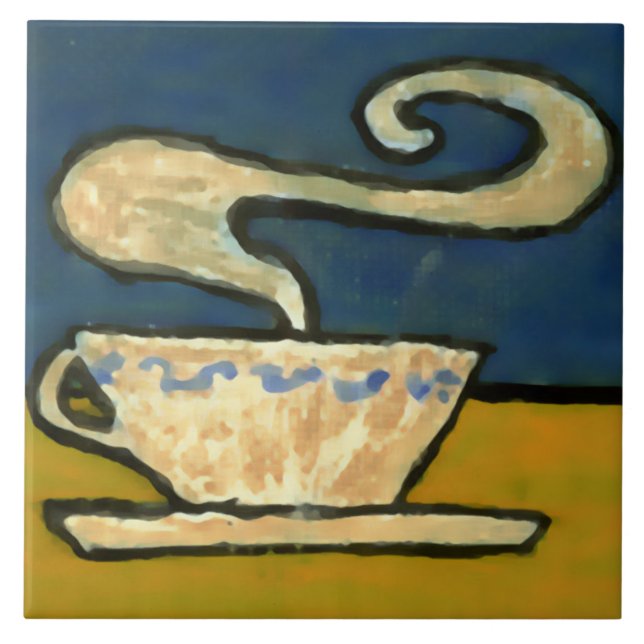 Vintage Arts And Crafts 1906 Coffee Cup Design Ceramic Tile (Front)