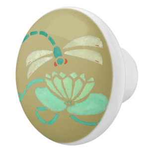 Vintage Arts And Crafts 1906 Dragonfly Design Ceramic Knob