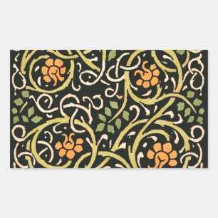 Vintage Arts and Crafts Floral Pattern Roycroft Rectangular Sticker