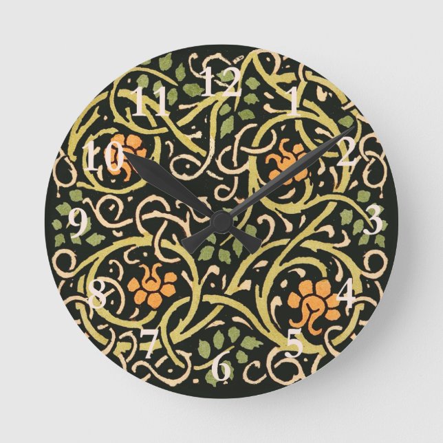 Vintage Arts and Crafts Floral Pattern Roycroft Round Clock (Front)