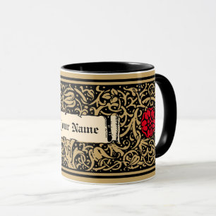 Vintage Arts And Crafts Floral Vine Personalized Mug
