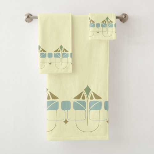 Vintage Arts And Crafts Frieze Bath Towel Set