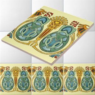 Vintage Arts And Crafts Style 1907 Border Ceramic Tile