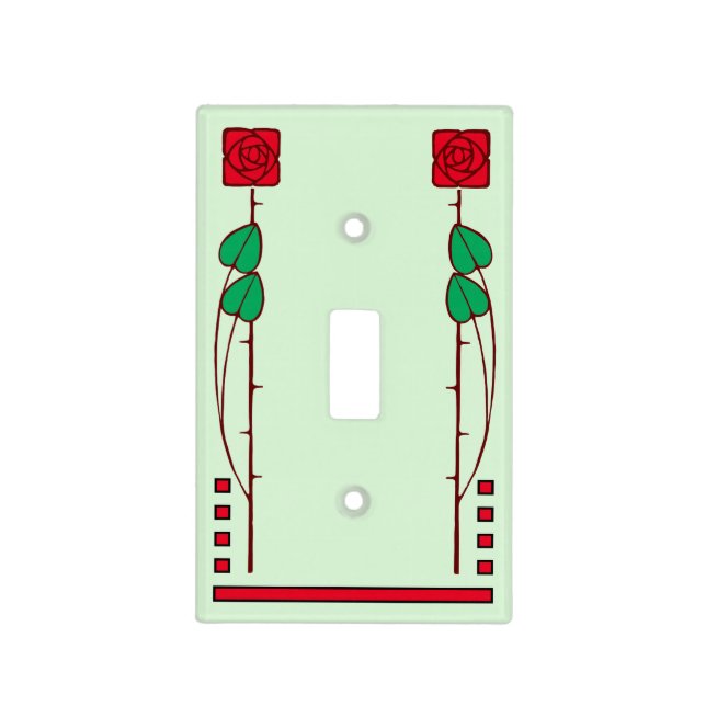 Vintage Arts And Crafts Style Roses Light Switch Cover (Front)
