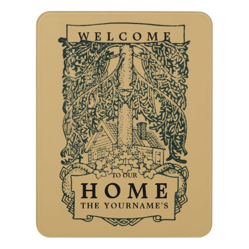 Vintage Arts And Crafts Style Welcome Door Sign