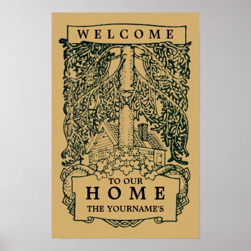 Vintage Arts And Crafts Style Welcome Poster