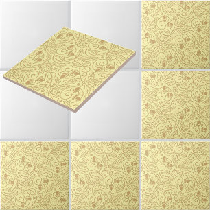 Vintage Arts & Crafts Acorns & Oak Leaves Pattern Ceramic Tile