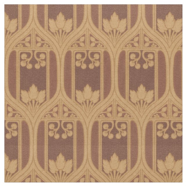 Vintage Arts & Crafts Berries & Foliage Pattern Fabric (Close Up)