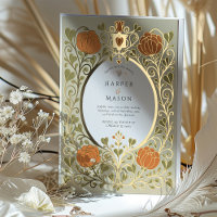 Vintage Arts & Crafts Orange Floral Wedding