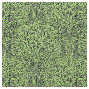 Vintage Arts & Crafts style Birds in Trees Pattern Fabric