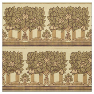 Vintage Arts & Crafts Style Fruit Tree Pattern Fabric