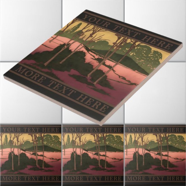 Vintage Arts & Crafts Style Landscape Frieze Ceramic Tile (Creator Uploaded)