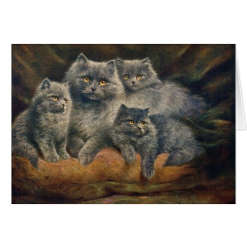 Vintage Artwork _ Beautiful Cat Family