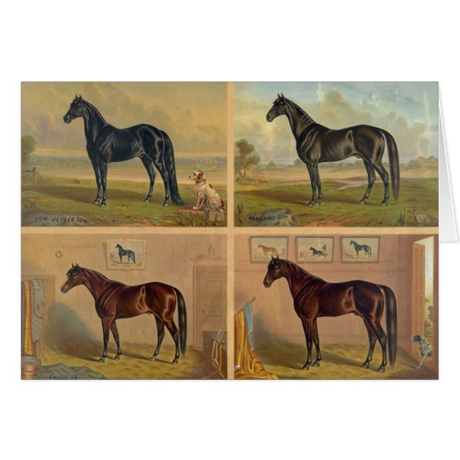 Vintage Artwork - Four Horse Racing Champions, (Front Horizontal)