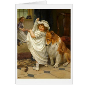 Vintage Artwork - Little Girl and Collie Dog, Cards