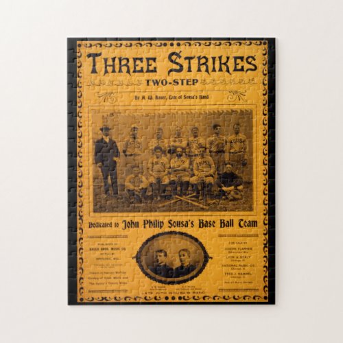 Vintage Artwork Three Strike Two_Step Baseball Jigsaw Puzzle