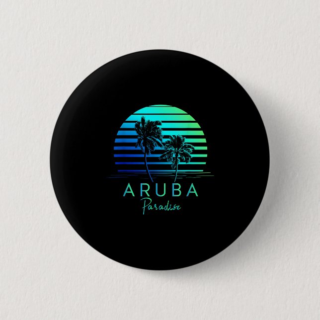 Vintage Aruba Beach Vibes Vacation Souvenir  Button (Front)