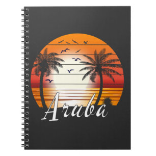 Vintage Aruba Palm Trees Summer Beach Notebook