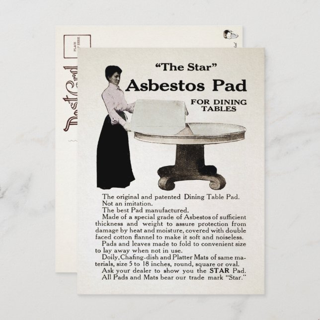 Vintage Asbestos Pad Advertisement Postcard  (Front/Back)