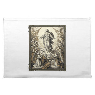 Vintage Ascension Angel Engraving Vector Art_1 Cloth Placemat