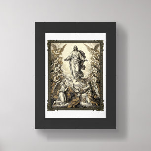 Vintage Ascension Angel Engraving Vector Art_1 Framed Art