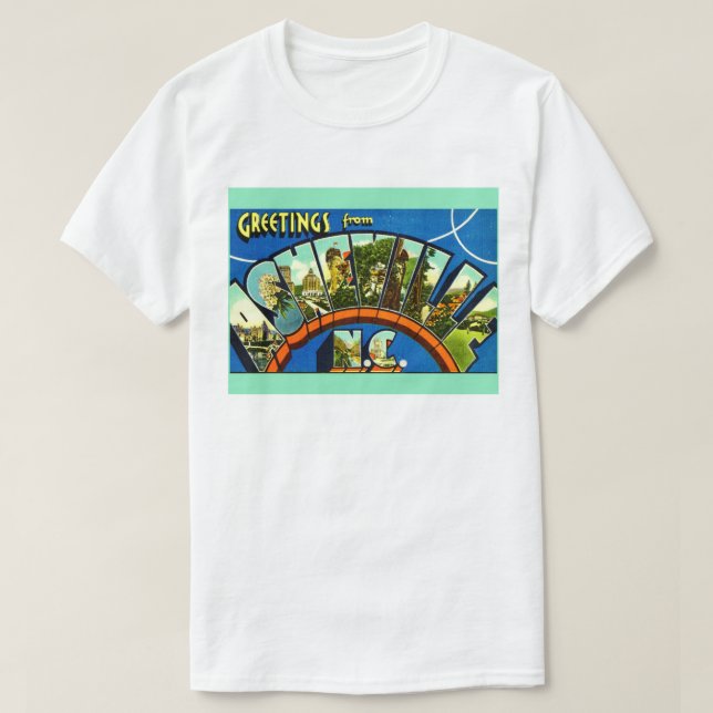 Vintage Asheville Greetings T Shirt (Design Front)