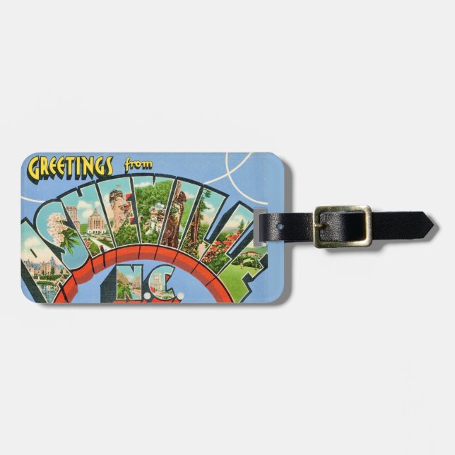 Vintage Asheville NC  Luggage Tag (Front Horizontal)