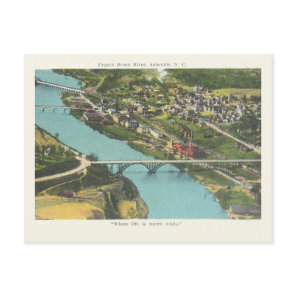Vintage Asheville North Carolina FrenchBroad River Postcard