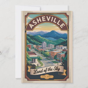Vintage Asheville North Carolina Retro Travel Holiday Card