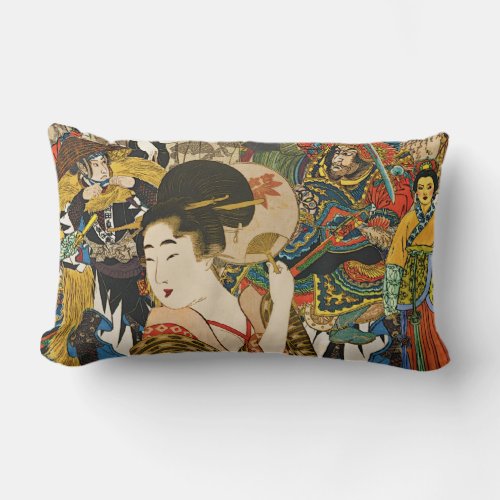 Vintage Asian Collage lumbar pillow