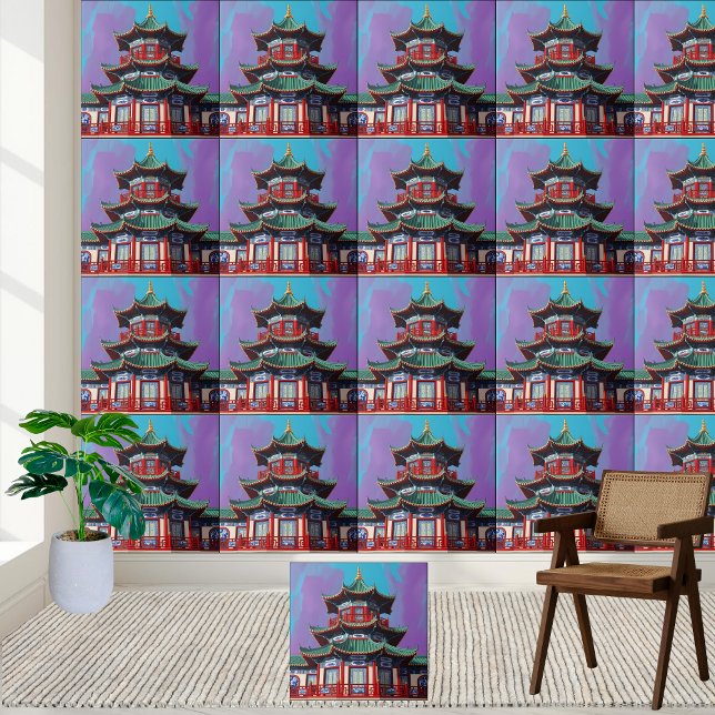 Vintage Asian-Inspired  Chinoiserie Pagoda Tile (Vintage Asian-Inspired Chinoiserie Pagoda Tile)