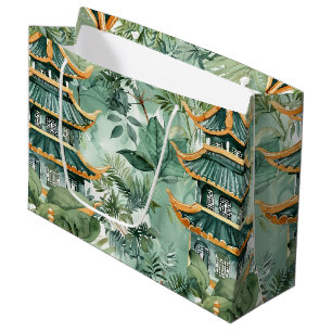 Vintage Asian Pagoda Forest Travel Large Gift Bag