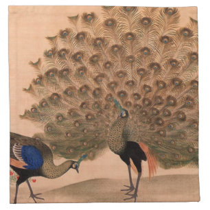Vintage Asian Peacock Cloth Napkin