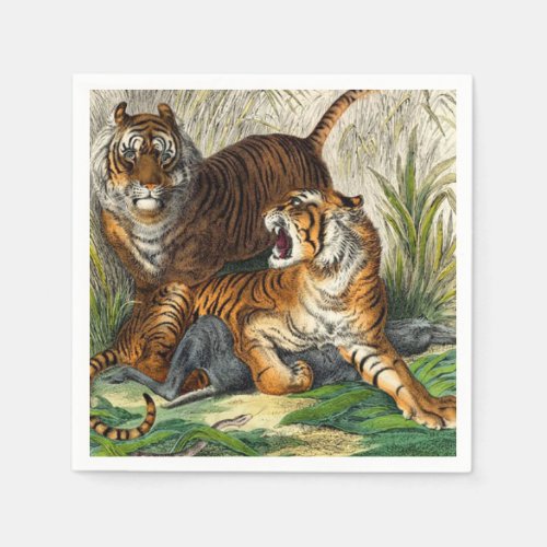 Vintage Asian Striped Fierce Tiger Napkins