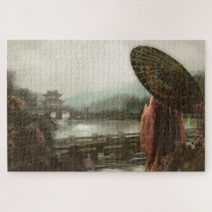 Vintage Asian Woman in Traditional Attire Jigsaw Puzzle