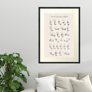 Vintage ASL American Sign Language Chart