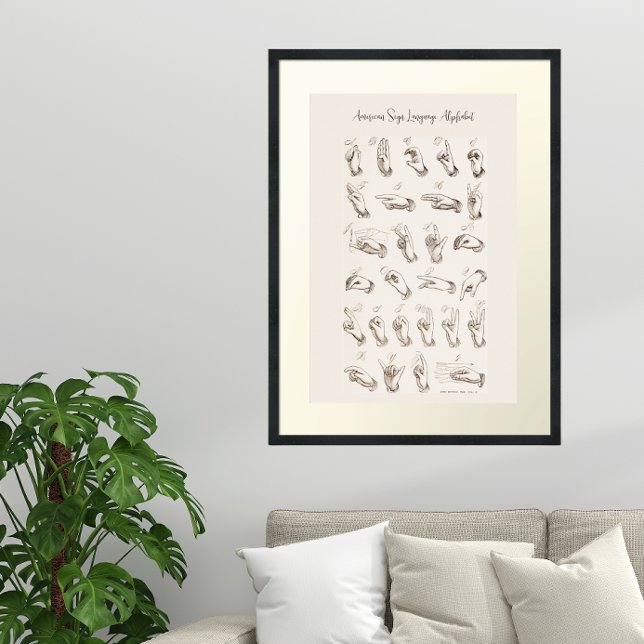 Vintage ASL American Sign Language Chart (vintage American Sign Language alphabet chart poster)
