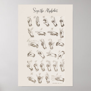 Vintage ASL American Sign Language Chart