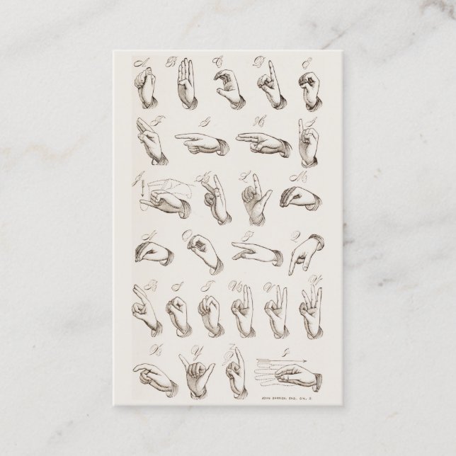 Vintage ASL Sign Language Introduction Business Card (Front)