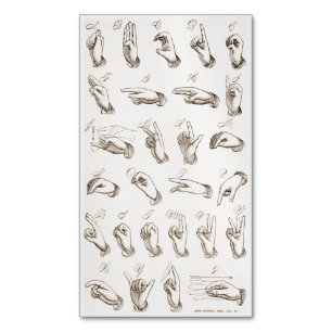 Vintage ASL Sign Language Introduction Business Card Magnet