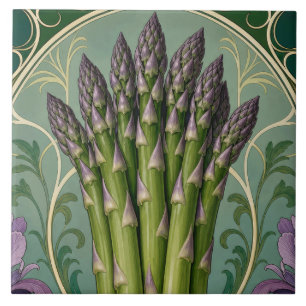 Vintage Asparagus Art Nouveau Style Kitchen Art Ceramic Tile