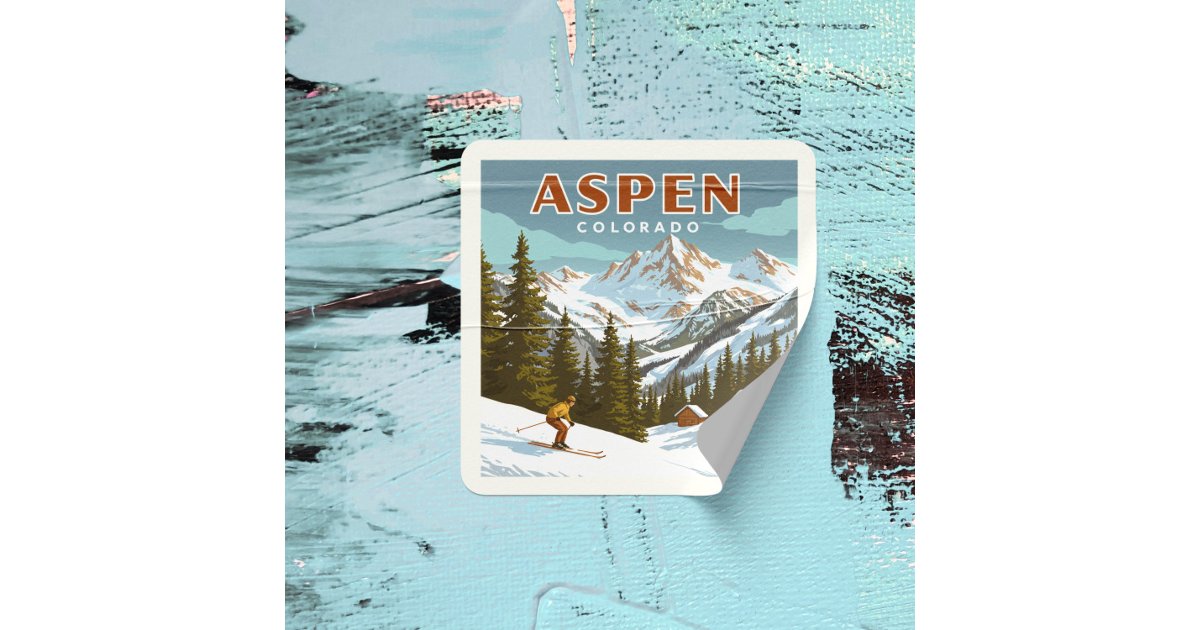 Vintage Aspen Colorado Square Sticker | Zazzle