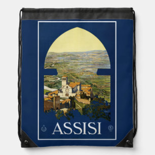 Vintage Assisi Italy backbag Drawstring Bag