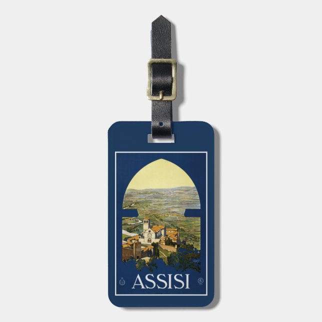 Vintage Assisi Italy custom luggage tag (Front Vertical)