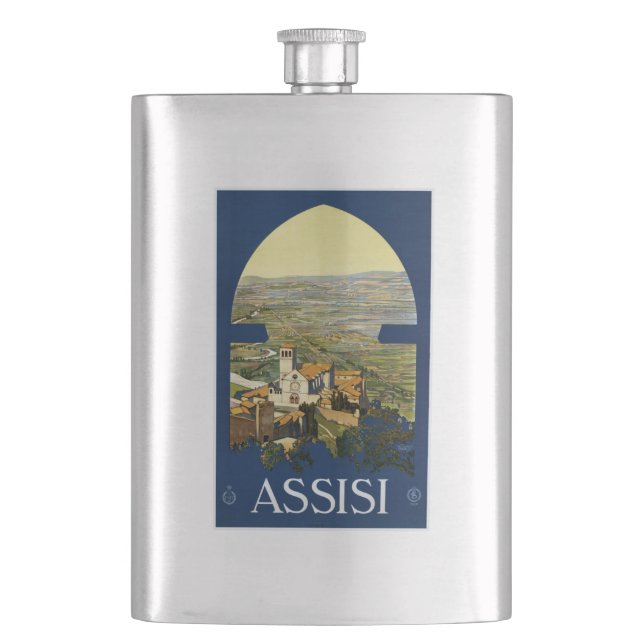 Vintage Assisi Italy flask (Front)