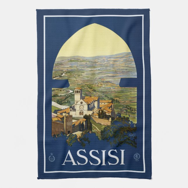 Vintage Assisi Italy hand towel (Vertical)